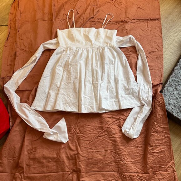 Likely Elisia White Cotton Blend Babydoll Dress - 12 - Picture 3 of 11